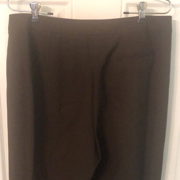 Lafayette 148 New York Chocolate Brown Flat Front Wool Wide Leg Trousers Pants - Picture 4 of 9